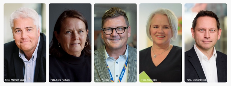 Bildecollage av de fem innlederne, fra venstre;  Øystein Dørum, Anita Hegge, Paal Sprakehaug, Venke Sørlie, Vegard Einan