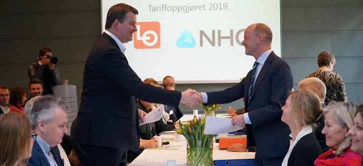 Håndhilsen LO og NHO, tariffoppgjøret 2019