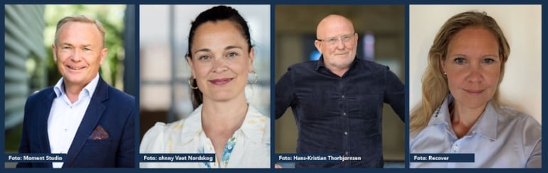 Bildecollage av fire innledere. Fra venstre:  Odin Johannessen, direktør for Næringslivets Sikkerhetsråd, Liv Dingsør, administrerende direktør i Digital Norway, Jørund Li, ordfører i Ål kommune, Marita Andersen, Service Excellence Director i Recover